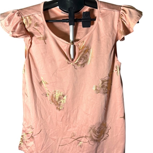 Alex & Parker Pink Ruffled Flutter Sleeve Blouse - Picture 1 of 3